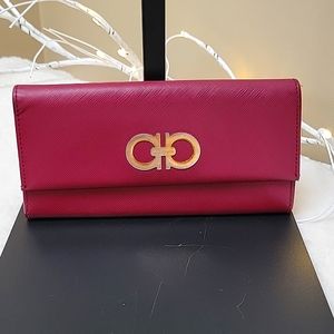 Salvatore Ferragamo wallet Ganchini leather Authentic
